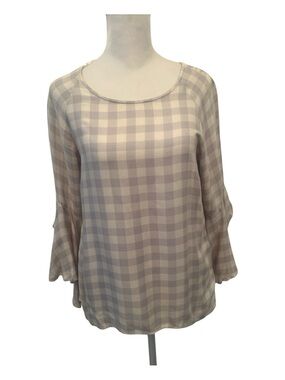 LC Loren Conrad szXS fits a small lavender check flowy sleeves blouse EUC